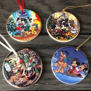 Set Of 4 Vintage Disney Mickey Mouse Christmas Ornaments Year 93-99 Minnie Pluto